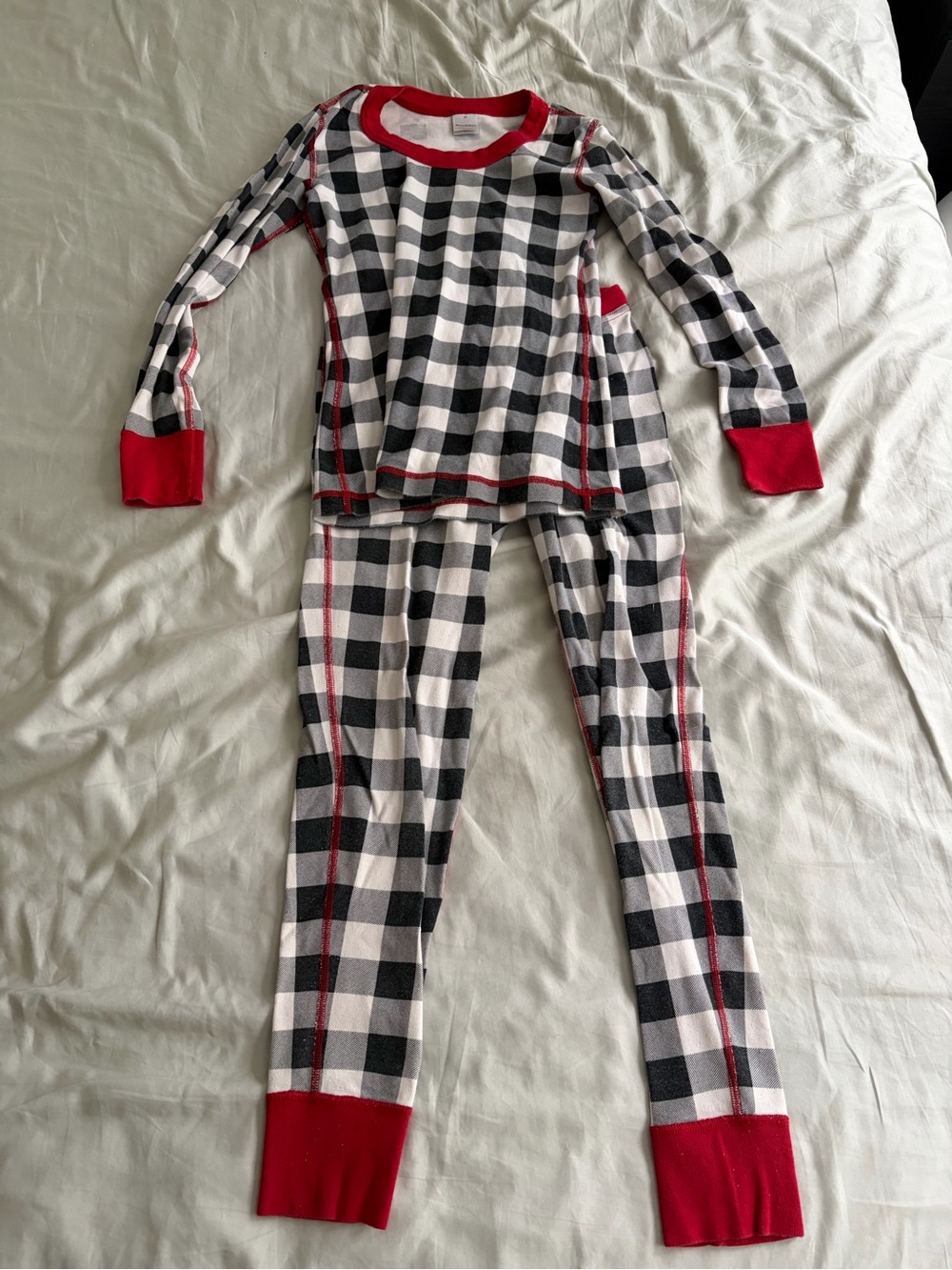 Hanna Andersson Black & White Plaid Pajama Set with Red Trim